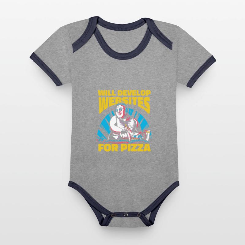Web Developer Web Developer Pizza Organic Baby Contrasting Bodysuit