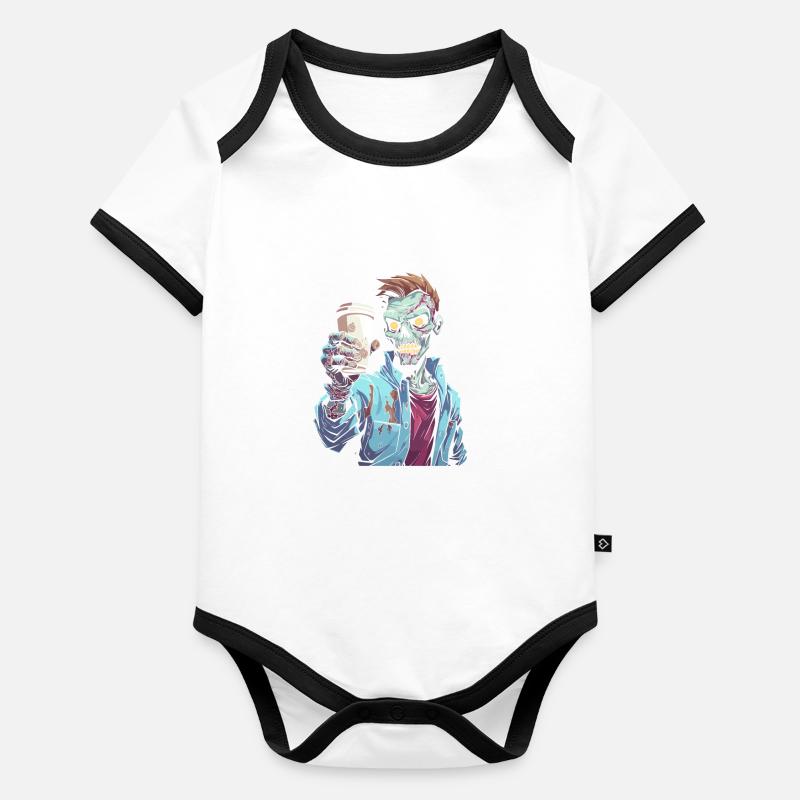 Café Café Halloween Zombie Body Bébé bio contrasté manches courtes