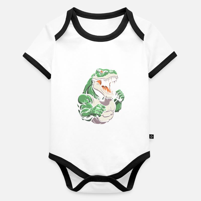 Fitness T Rex Baby Bio-Kurzarm-Kontrastbody