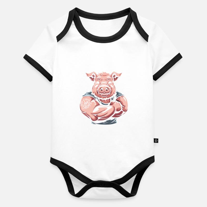 Cochon Cochon Fermier Maman J’Aime Maman Body Bébé bio contrasté manches courtes
