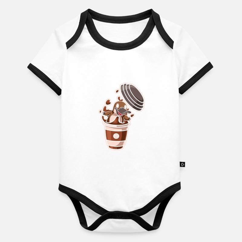 Coffee Cafe Platypus Organic Baby Contrasting Bodysuit