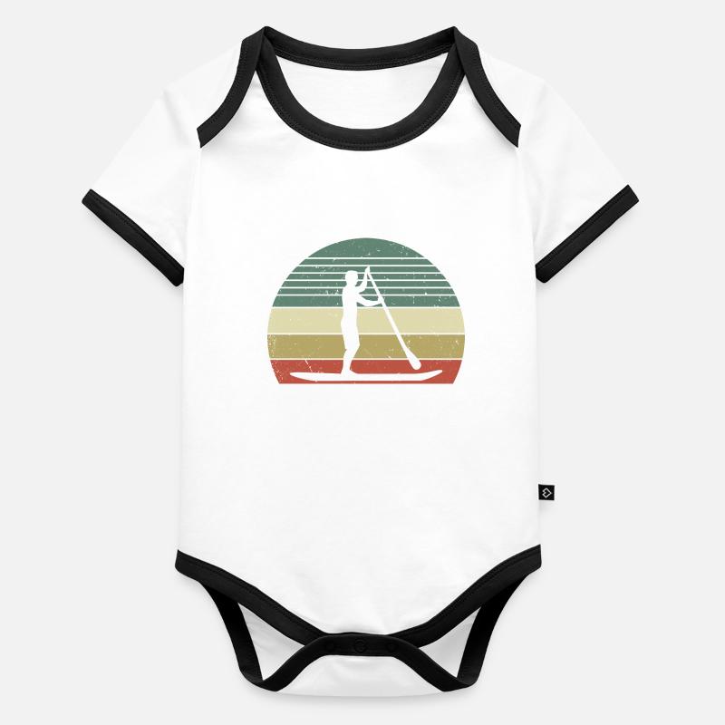 Retro Paddle Surfing Organic Baby Contrasting Bodysuit
