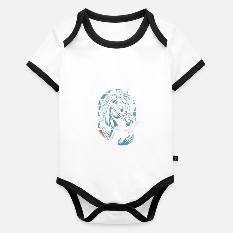 Pferd Reitsport Buch Baby Bio-Kurzarm-Kontrastbody