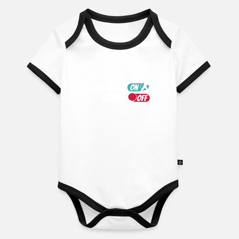 Softball Softball On World Off Body Bébé bio contrasté manches courtes