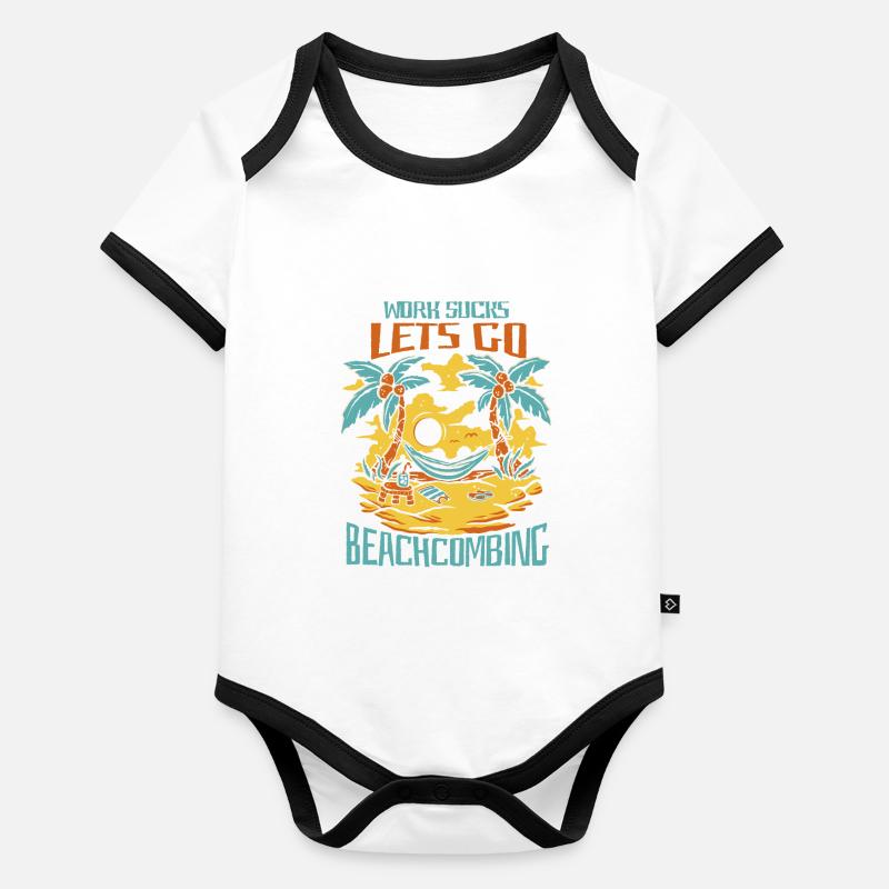 Peignage de plage Body Bébé bio contrasté manches courtes