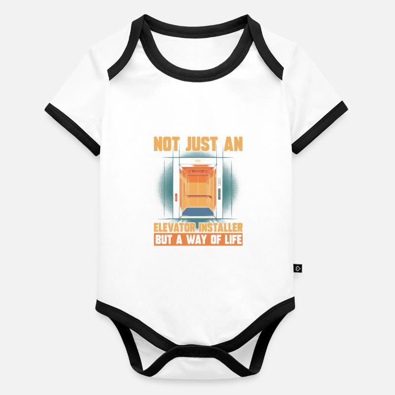 Installateur d’ascenseur Body Bébé bio contrasté manches courtes