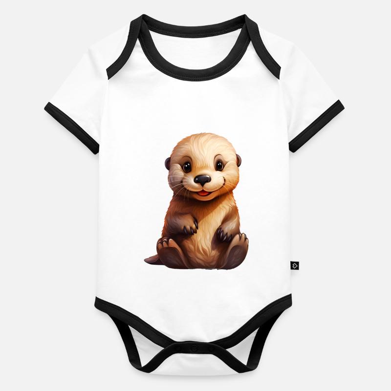 Mignon bébé loutre de mer Body Bébé bio contrasté manches courtes