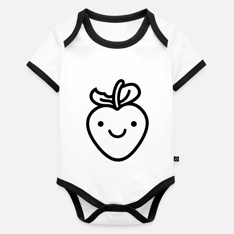 fraise Body Bébé bio contrasté manches courtes