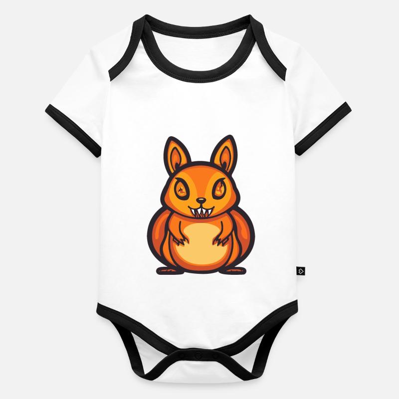 Eichhörnchen Halloween Comic Lustig Baby Bio-Kurzarm-Kontrastbody