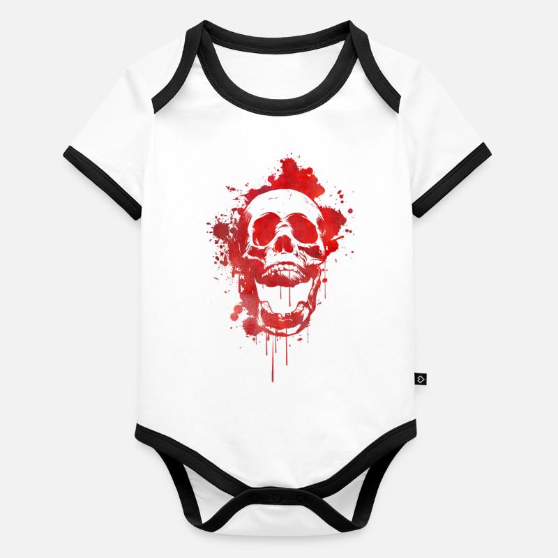 Crâne d'éclaboussure de sang / crâne de la mort Body Bébé bio contrasté manches courtes