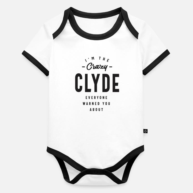 Mens Name I'm The Crazy Clyde Organic Baby Contrasting Bodysuit