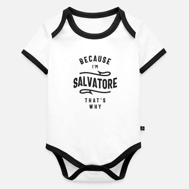 Parce que je suis Salvatore, c’est pourquoi Body Bébé bio contrasté manches courtes