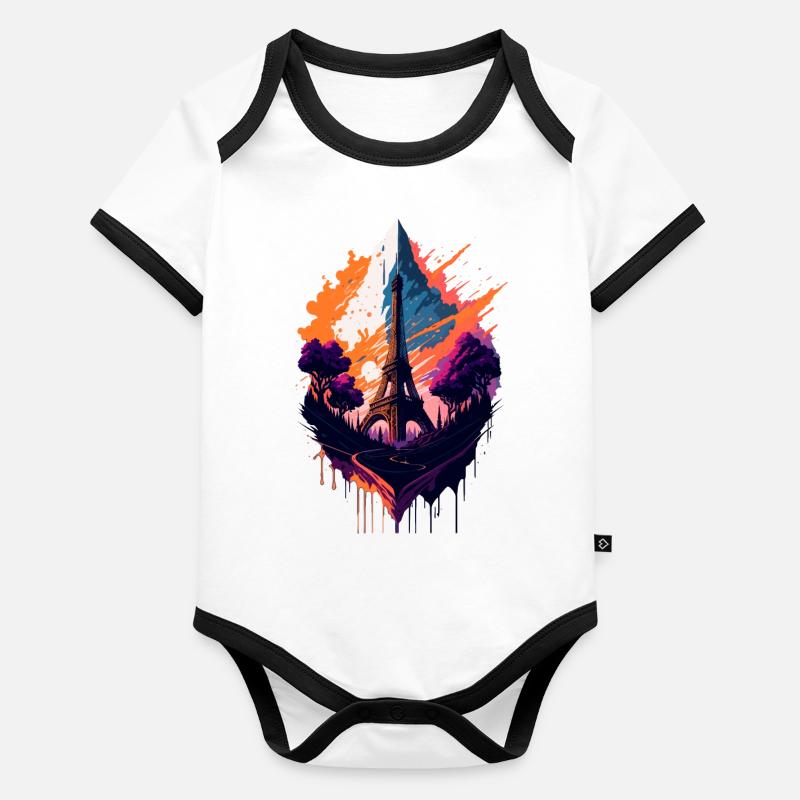 Abstrakter Turm von Paris Baby Bio-Kurzarm-Kontrastbody