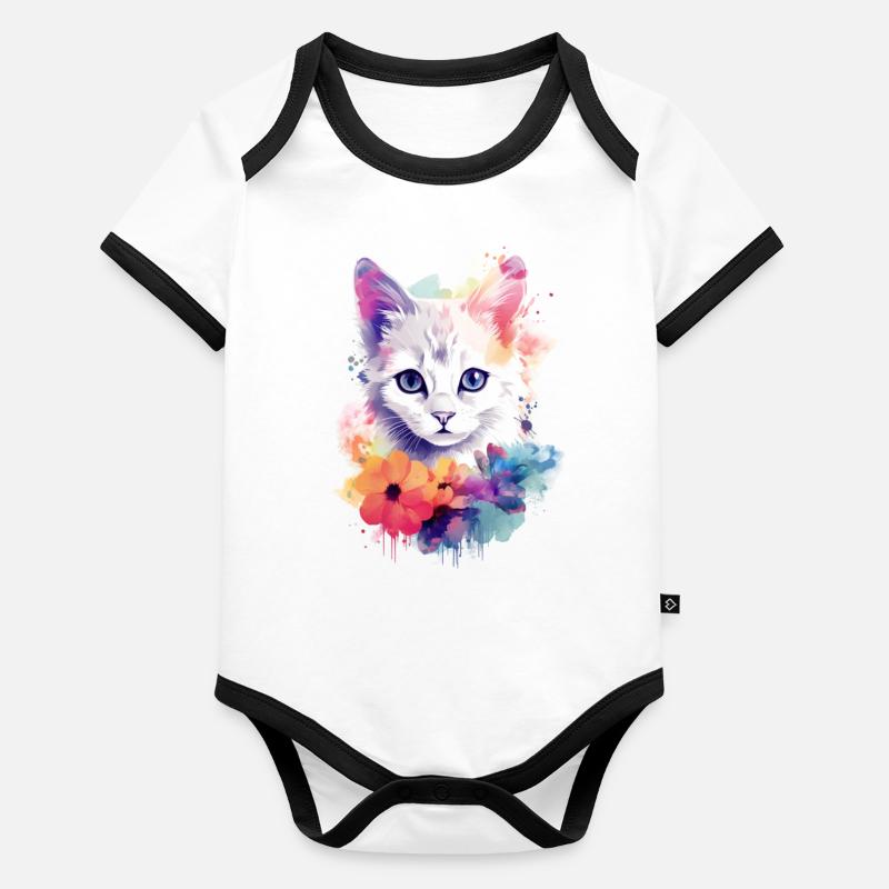 Chatons colorés Body Bébé bio contrasté manches courtes
