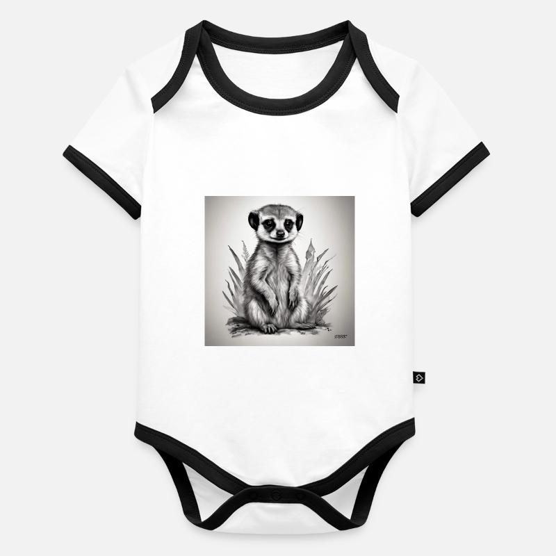 Suricate de bébé Body Bébé bio contrasté manches courtes