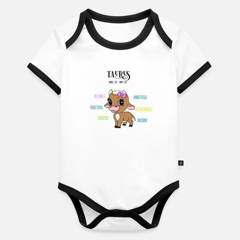 Taurus Baby Sternzeichen für Mädchen Baby Bio-Kurzarm-Kontrastbody