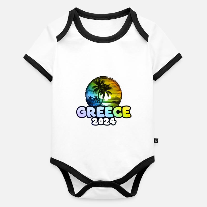 Greece 2024 Palm Trees Multicolored Organic Baby Contrasting Bodysuit