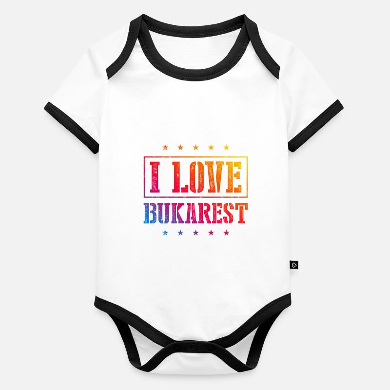 J’aime Bucarest Body Bébé bio contrasté manches courtes