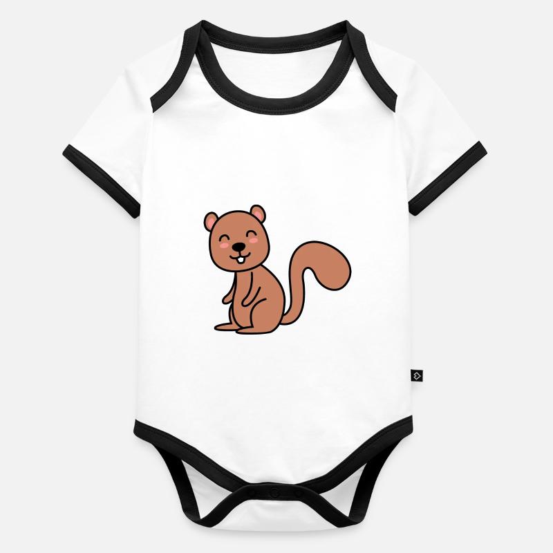 Écureuil animal comique Body Bébé bio contrasté manches courtes
