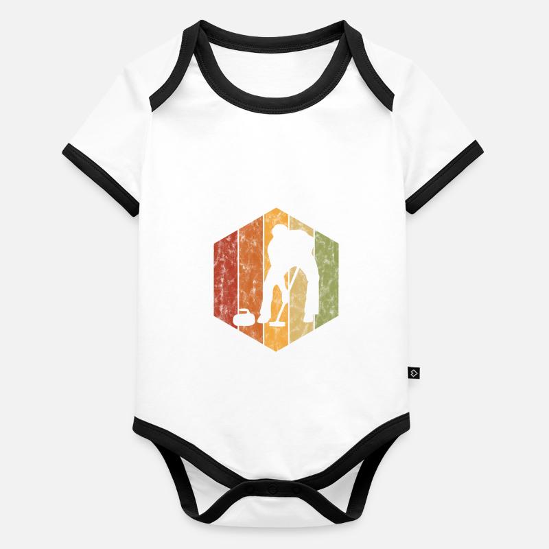 Curling sur glace Curling Retro Cadeau Body Bébé bio contrasté manches courtes