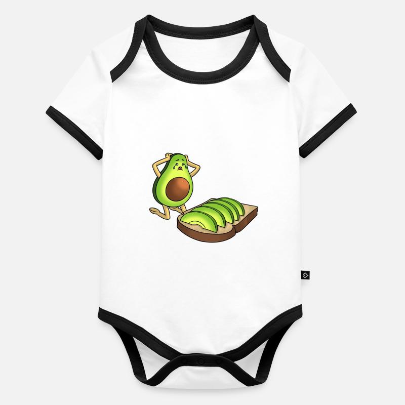 Traurige Avocado Baby Bio-Kurzarm-Kontrastbody