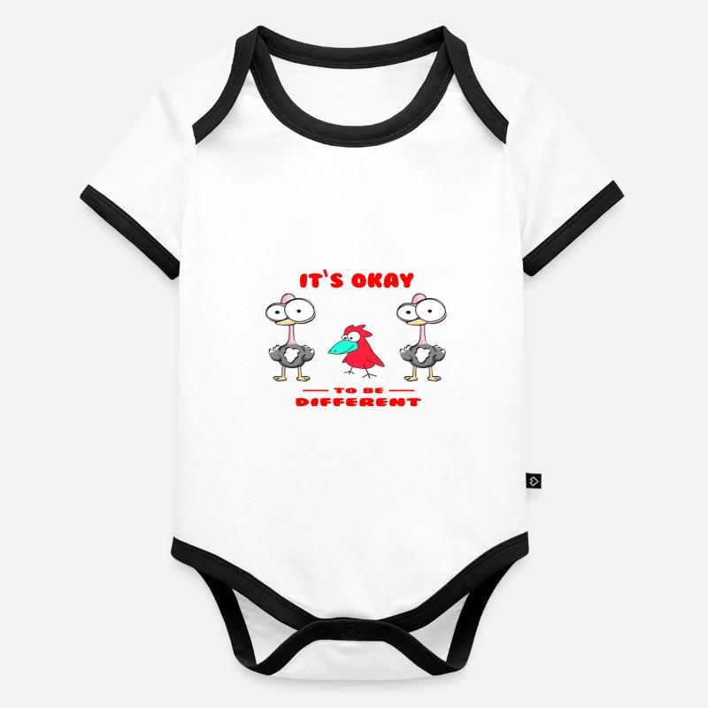 Oiseaux Oiseaux Cartoon Body Bébé bio contrasté manches courtes