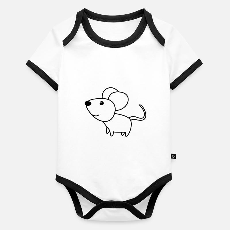 Maus Comic Tier Baby Bio-Kurzarm-Kontrastbody