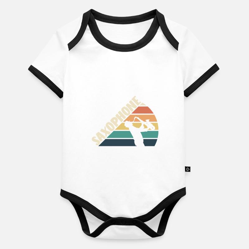 Saxophon Liebe Jazz Baby Bio-Kurzarm-Kontrastbody
