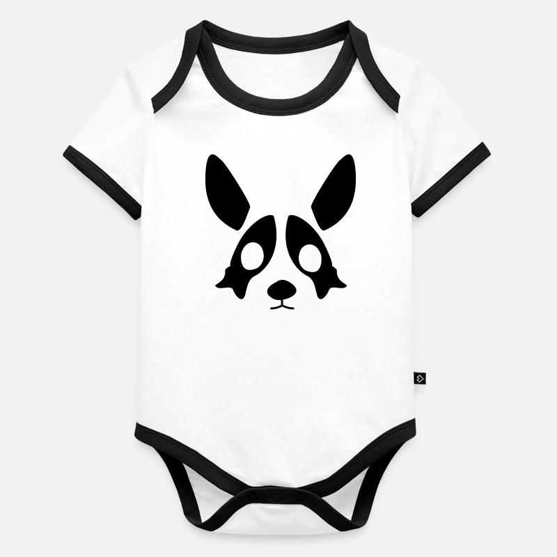Corgi noir Body Bébé bio contrasté manches courtes