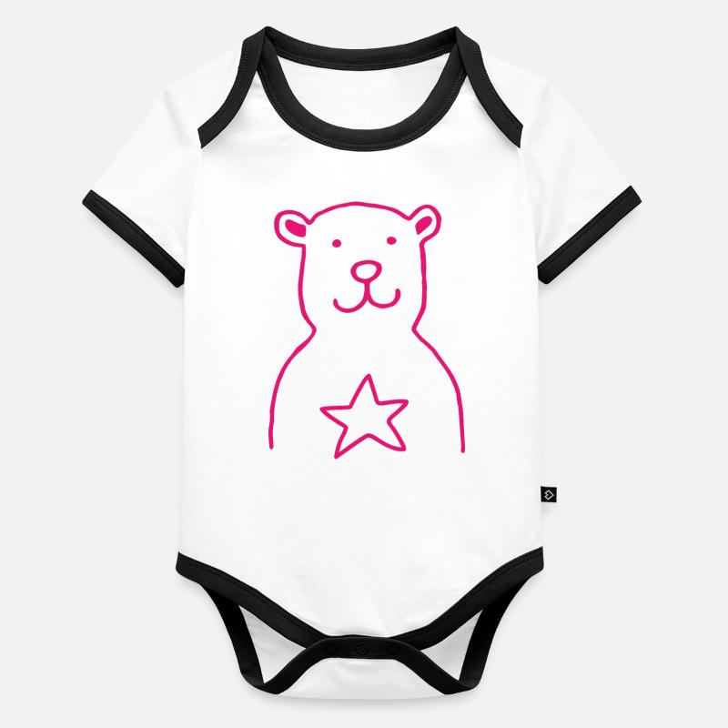 BAER STAR pink Baby Bio-Kurzarm-Kontrastbody