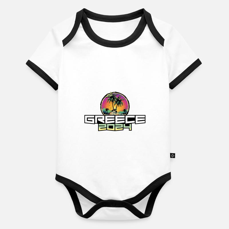 Greece 2024 Holiday Palm Trees Organic Baby Contrasting Bodysuit