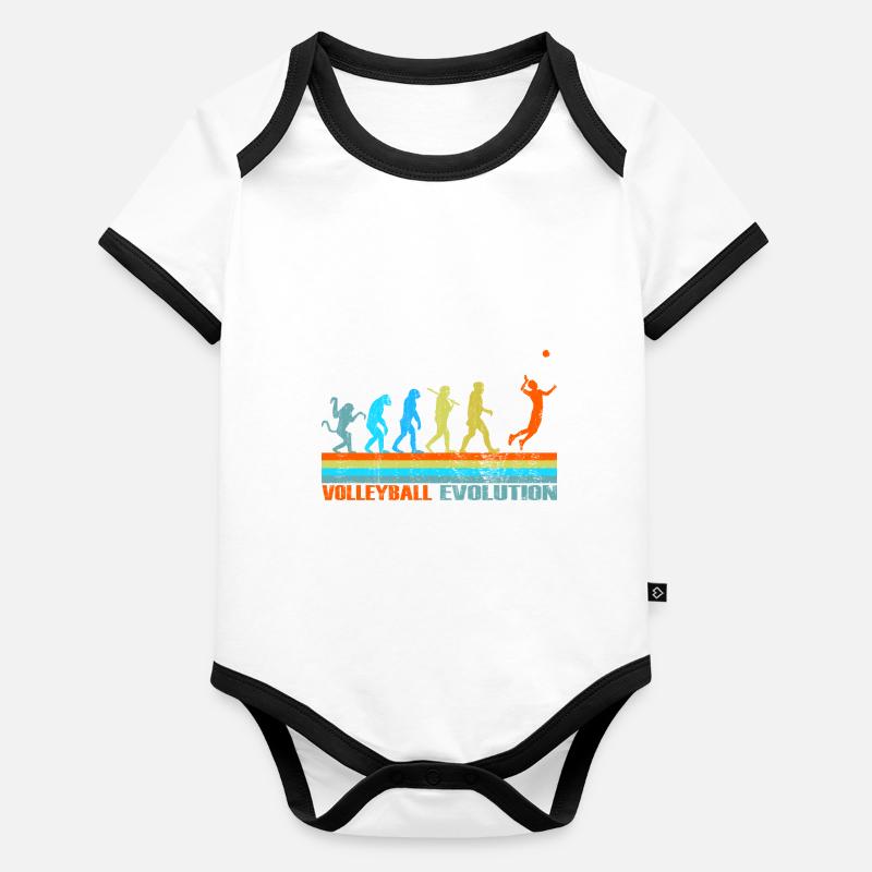Volleyball Evolution cadeau rétro Body Bébé bio contrasté manches courtes