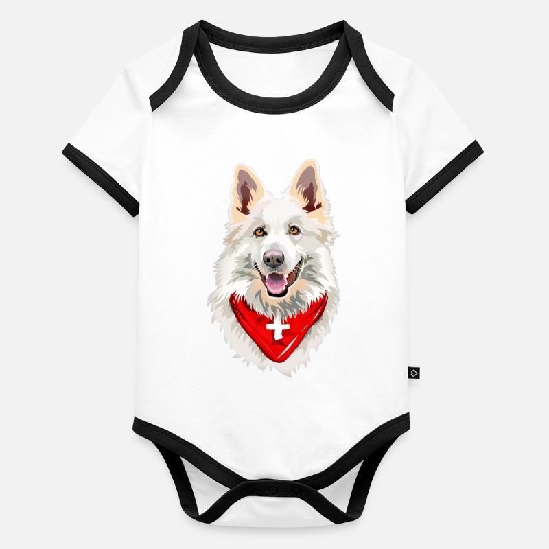 Schweizer Weißer Schäferhund Baby Bio-Kurzarm-Kontrastbody