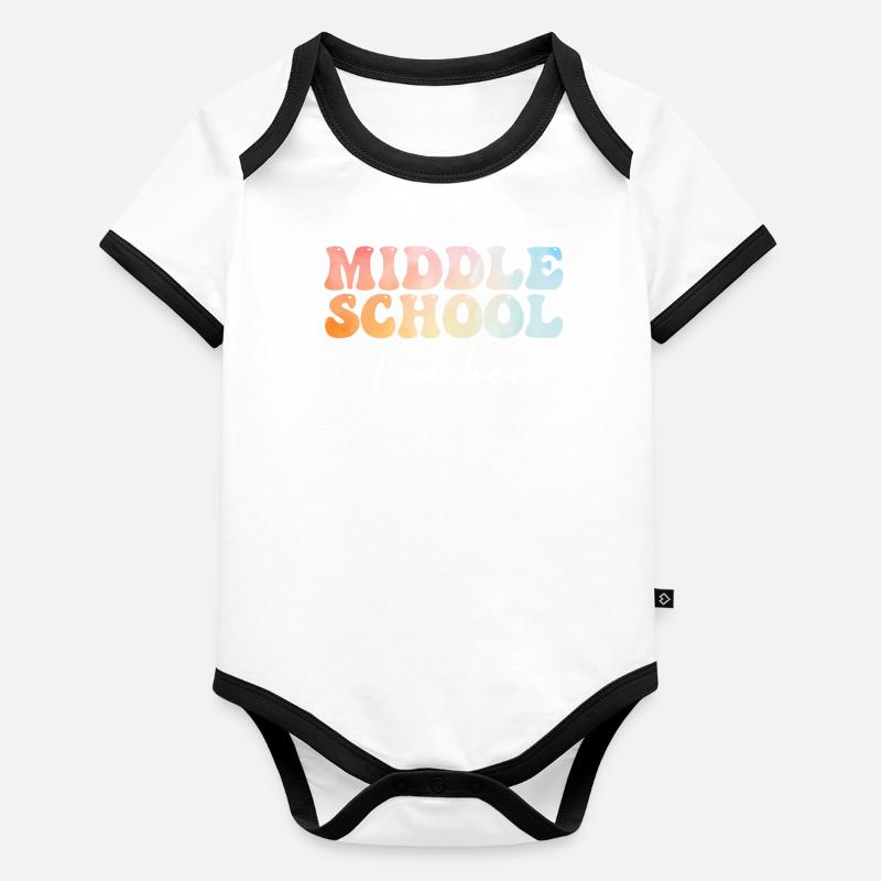 Middle School Teacher Groovy Back to School Body Bébé bio contrasté manches courtes