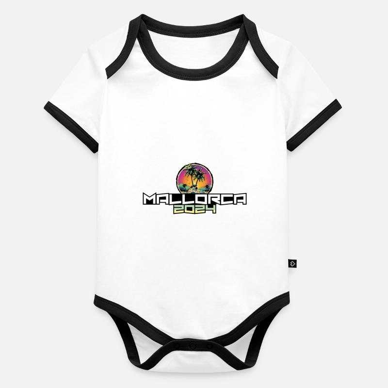 Mallorca 2024 Holiday Palm Trees Organic Baby Contrasting Bodysuit
