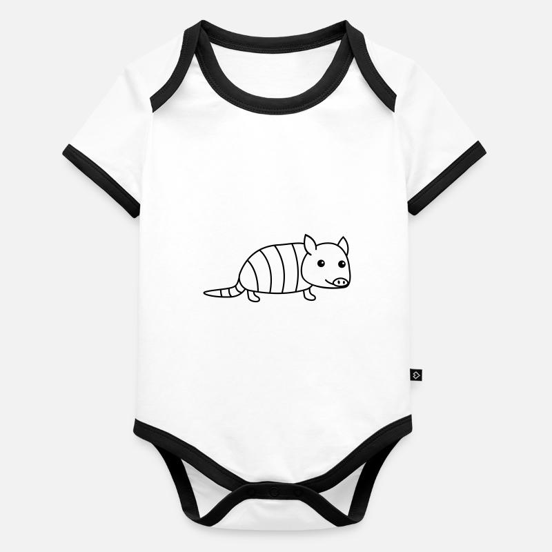 Armadillo Comic Animal Body Bébé bio contrasté manches courtes