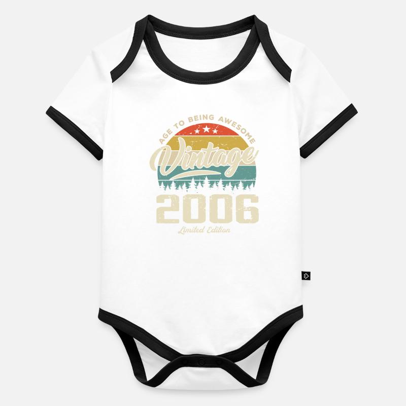 Vintage Retro Style Anniversary Gift 2006 Organic Baby Contrasting Bodysuit