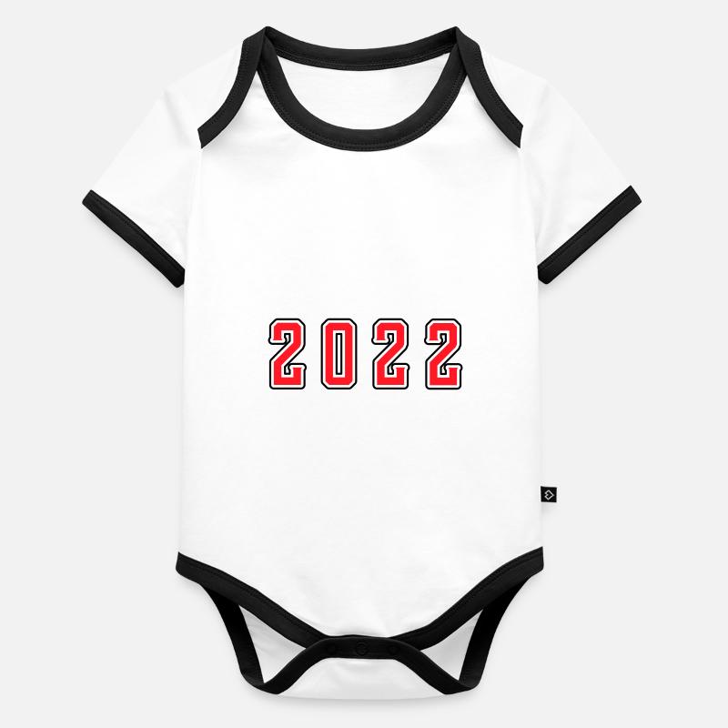 2022 Jahr Geburtstag Baby Bio-Kurzarm-Kontrastbody