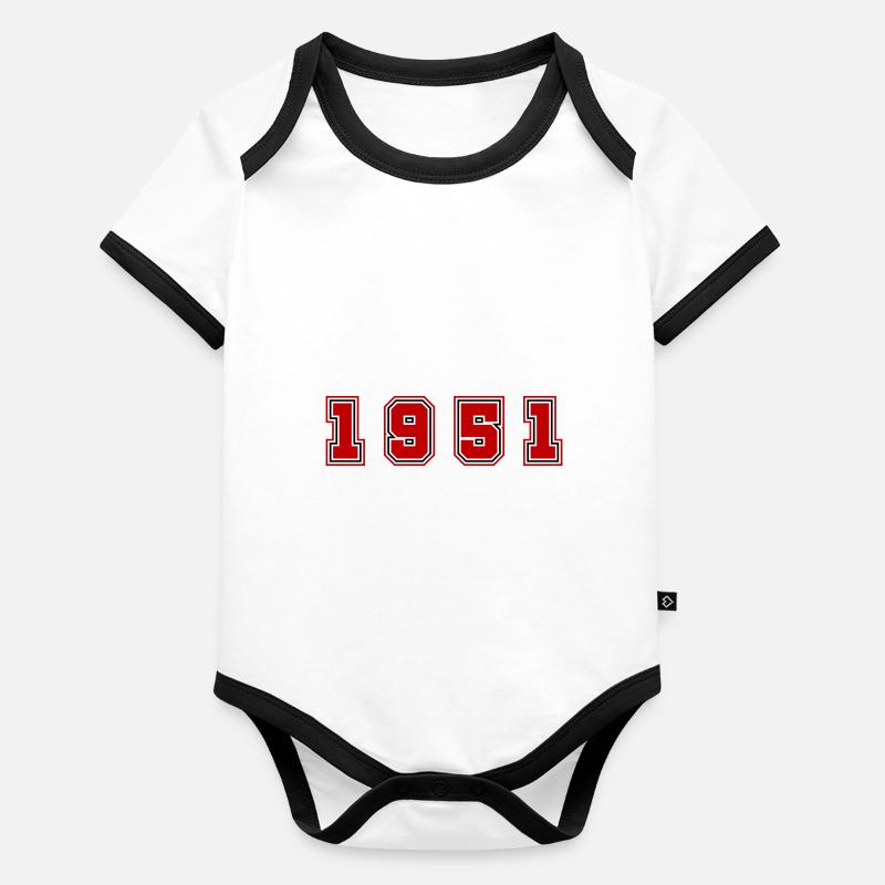 Numéro de l’année 1951 Body Bébé bio contrasté manches courtes