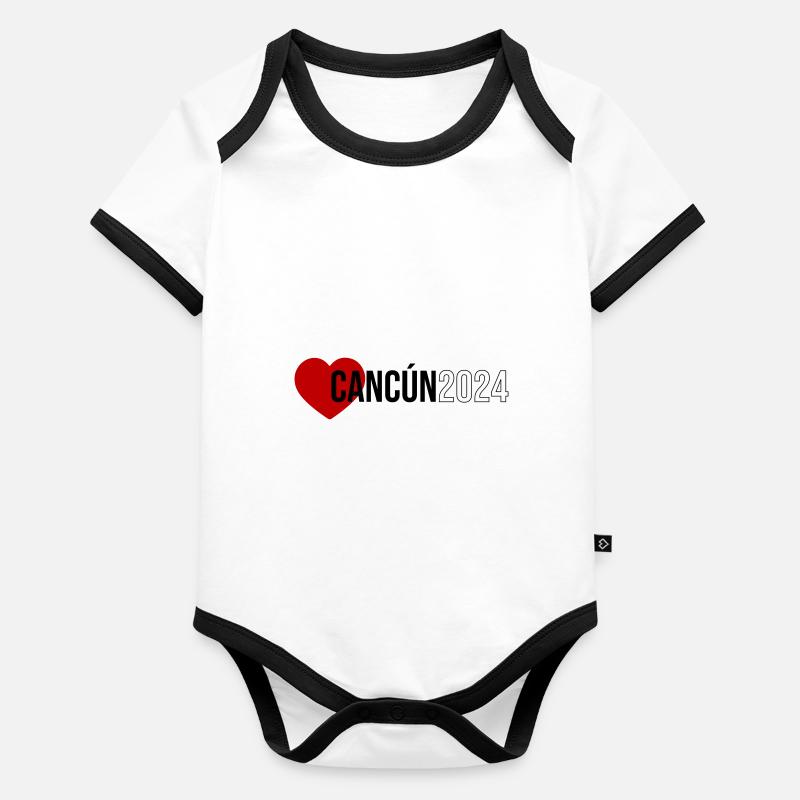 Cancun 2024 Herz Urlaub Baby Bio-Kurzarm-Kontrastbody