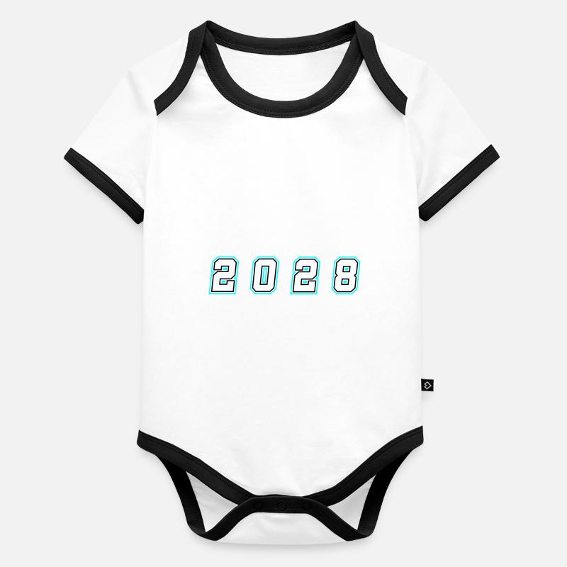 Numéro de l’année 2028 Body Bébé bio contrasté manches courtes