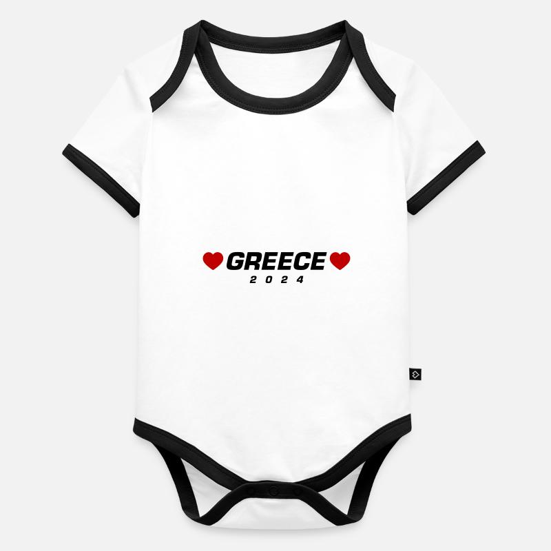 Greece 2024 Herz Baby Bio-Kurzarm-Kontrastbody