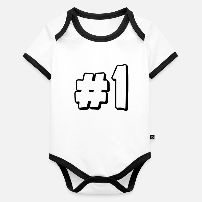 Numéro un avec hashtag Body Bébé bio contrasté manches courtes