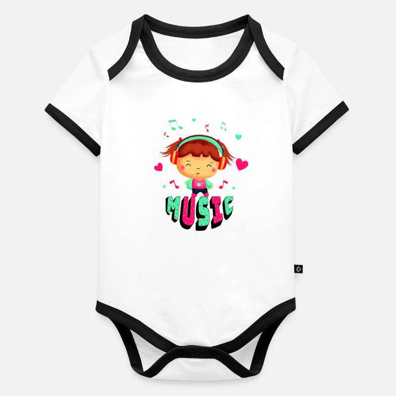 Kleines Mädchen mit Musik Baby Bio-Kurzarm-Kontrastbody