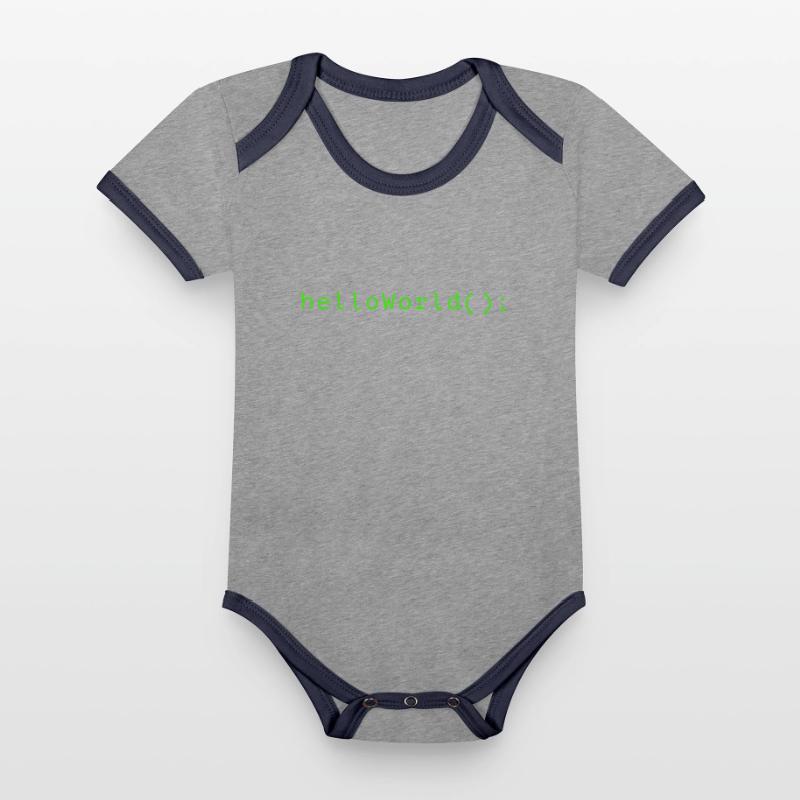 HelloWorld Programm Code Coding Informatik Baby Bio-Kurzarm-Kontrastbody
