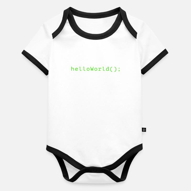 HelloWorld Programm Code Coding Informatik Baby Bio-Kurzarm-Kontrastbody