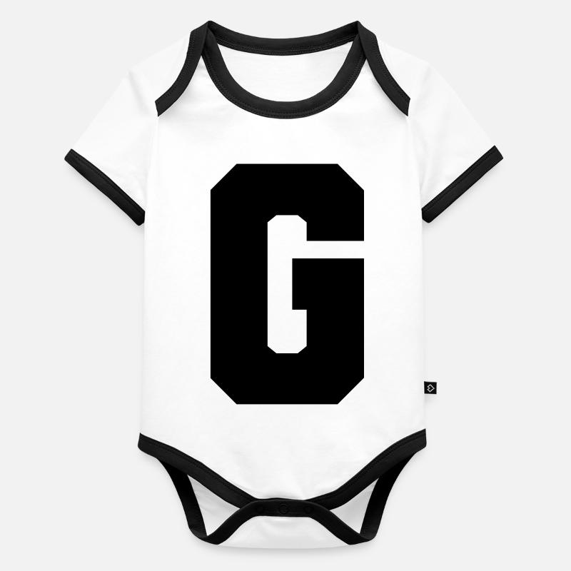 G - majuscule simple, gras et serif Body Bébé bio contrasté manches courtes