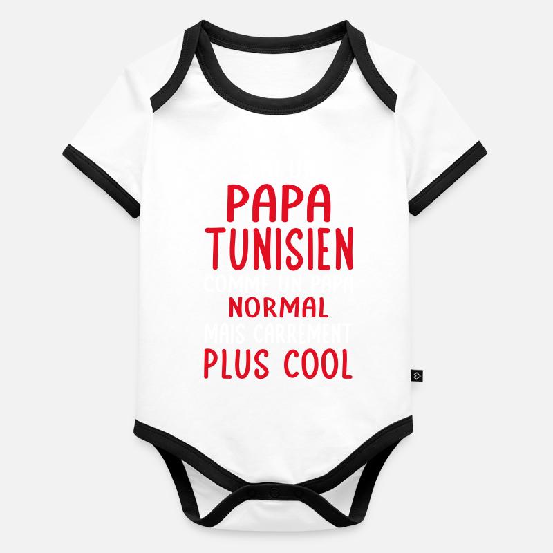 J'ai un papa Tunisien plus cool Body Bébé bio contrasté manches courtes