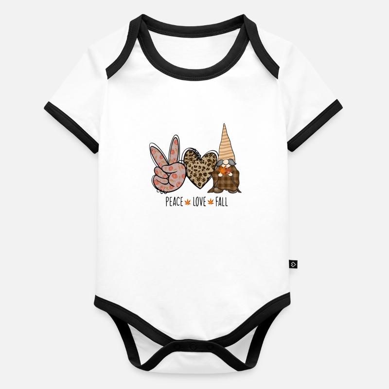 Peace Love Fall, Happy Fall y'all Baby Bio-Kurzarm-Kontrastbody