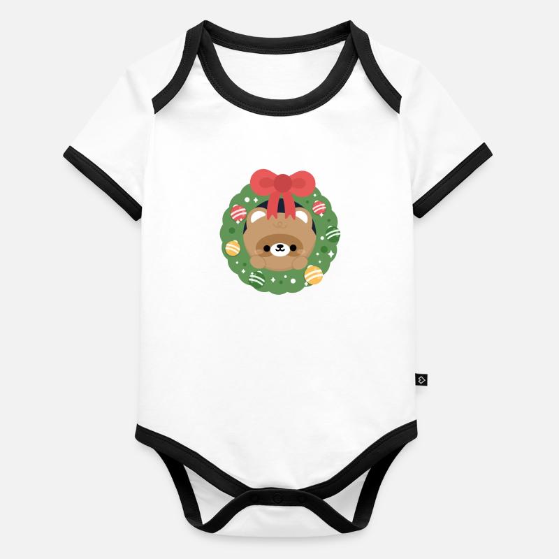 Beaver Christmas Organic Baby Contrasting Bodysuit